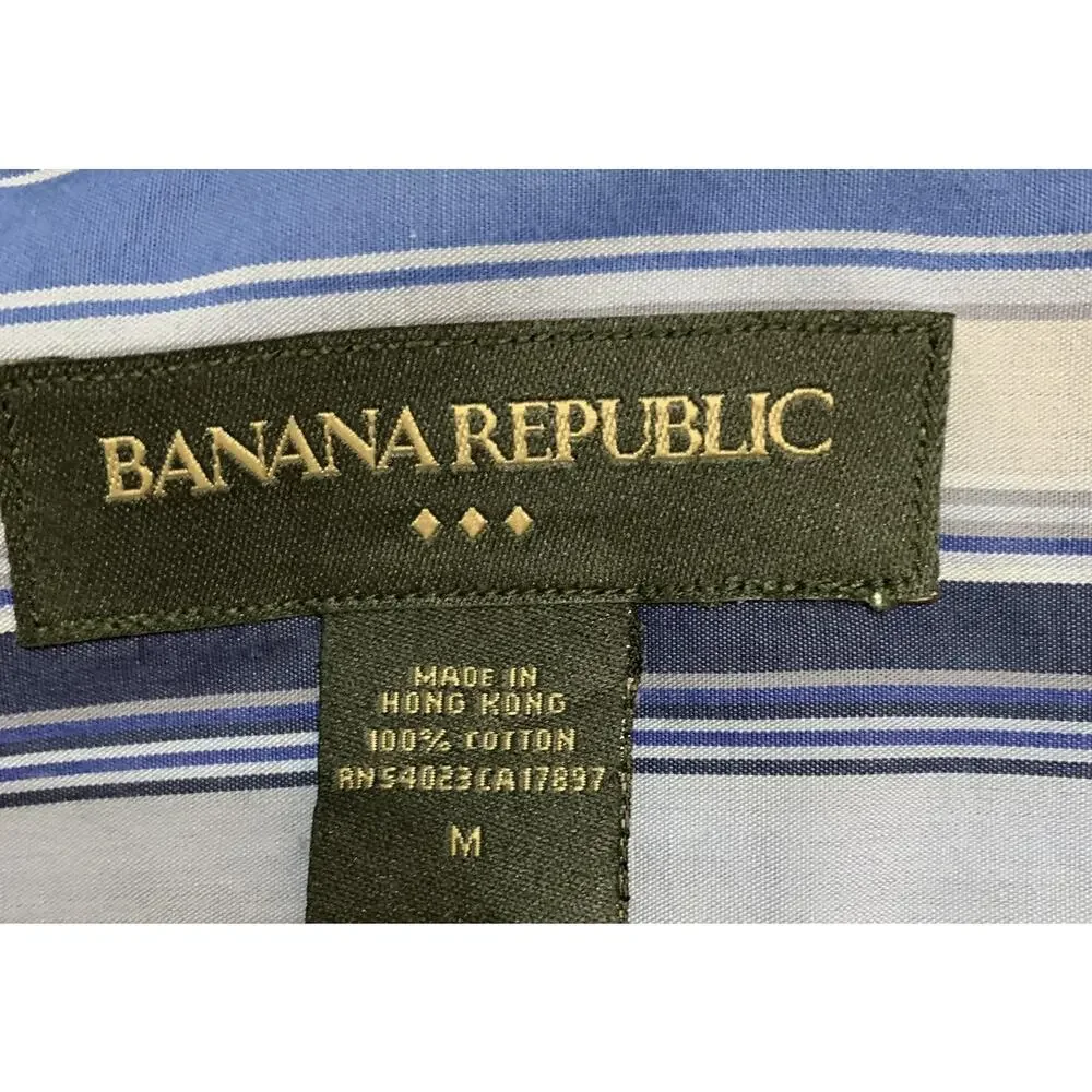 Banana Republic Shirt Gray Blue Print Standard Fit Soft Wash Men's Large